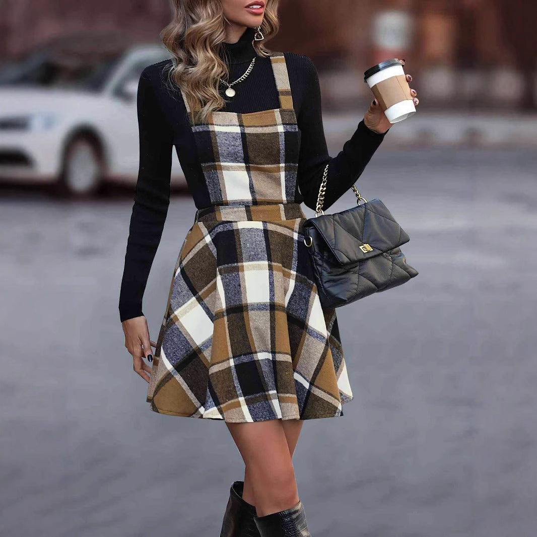 Women's Checkered Pinafore Dress Size