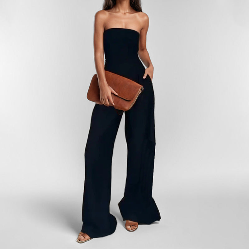 Women's high-quality jumpsuit with off-the-shoulder design and wide leg, size [size]