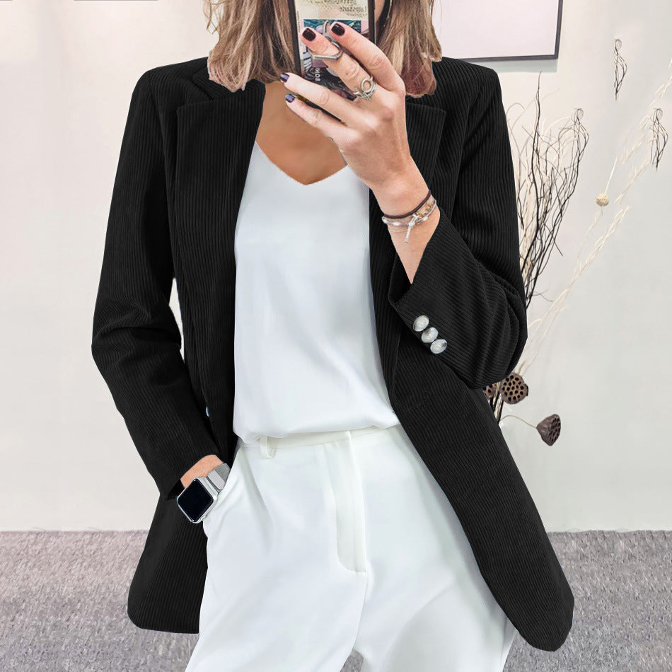 Damen-Kordblazer mit feiner Textur und eleganten Details, Größe S