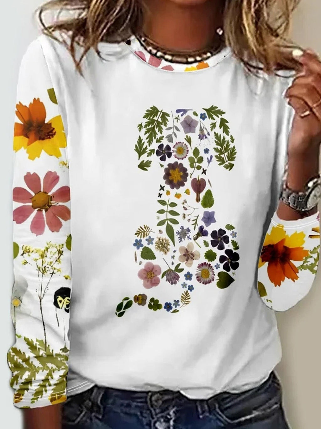 Valenzora | Florales Rundhals-T-Shirt