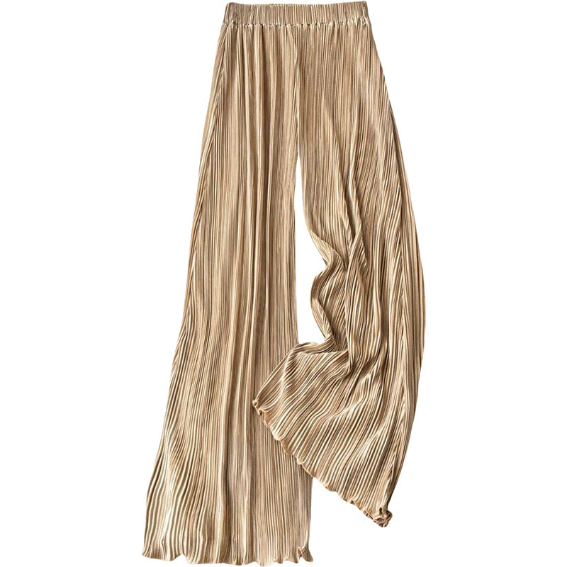 Damen Plissee Sommerhose mit hoher Taille und Gummizugbund, Größe
