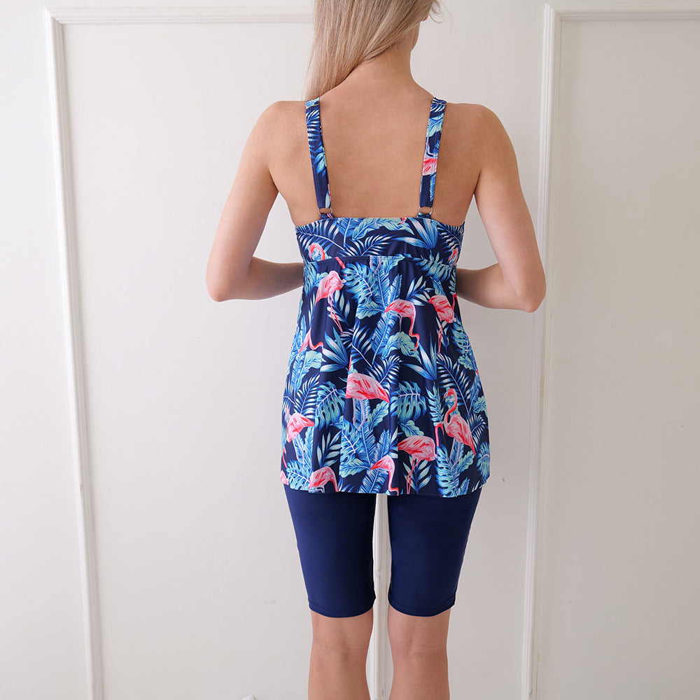 Valenzora | Women's tankini set with floral top and sporty shorts