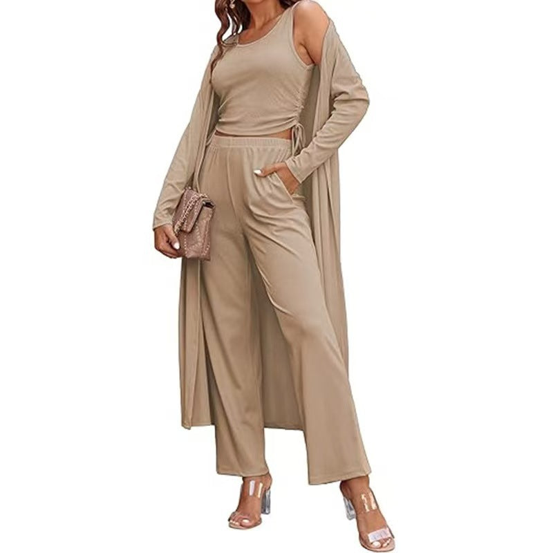 Valenzora | Knitted vest with pockets, three-piece set