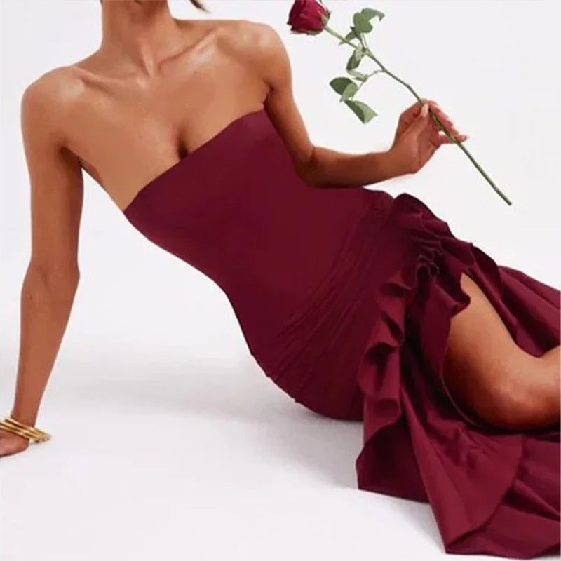 Damenabendkleid mit beweglichem Rüschenrock und tailliertem Oberteil, Größe