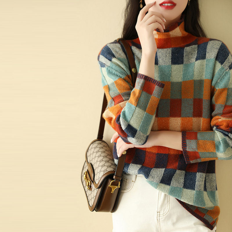 Valenzora | Bunter karierter Strickpullover