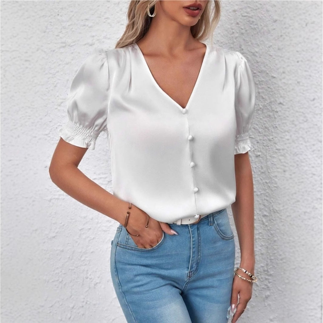 Valenzora | Casual short-sleeved ruffled shirt