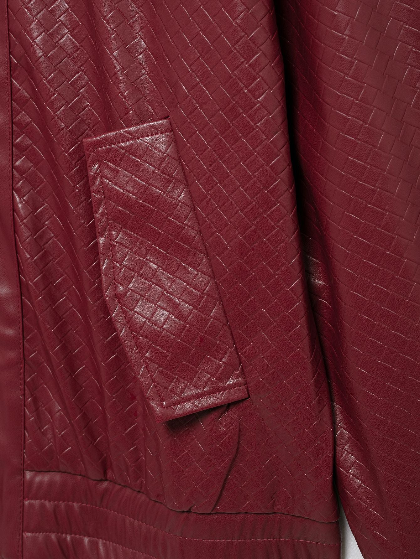 Valenzora | Woven Faux Leather Bomber Jacket