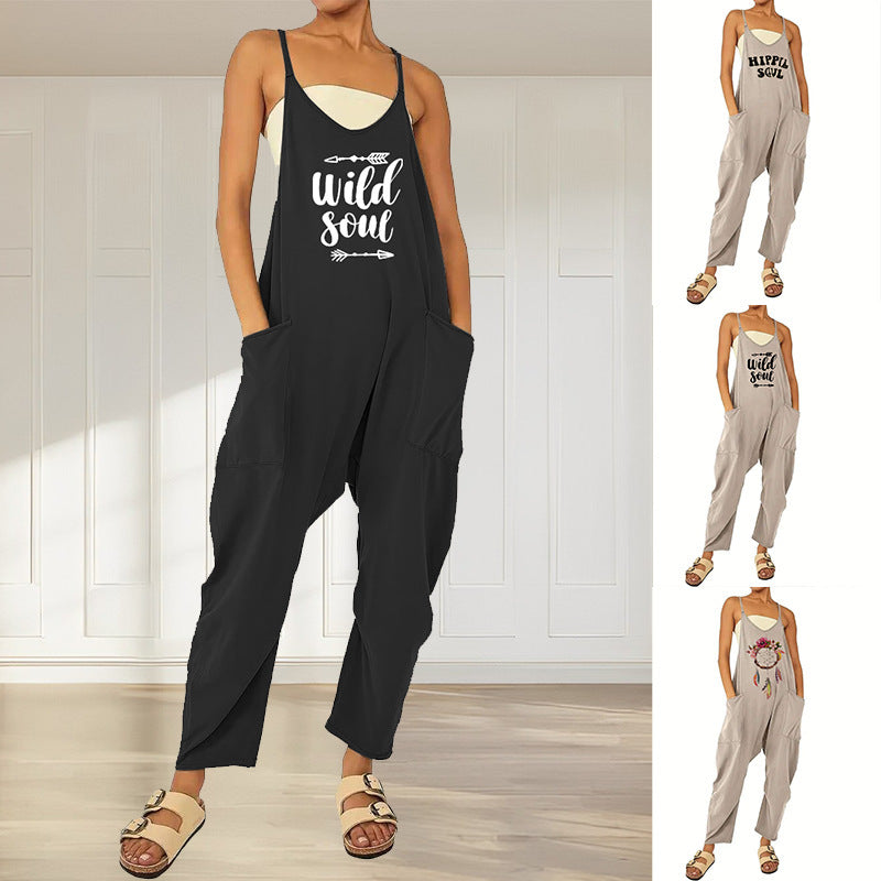 Women's jumpsuit with a relaxed fit and practical pockets, size
