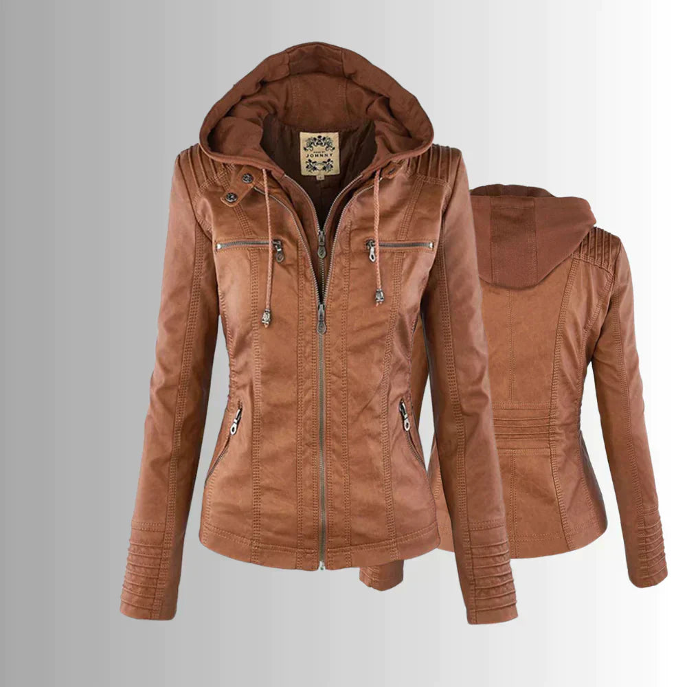 Valenzora | Elegante Kapuzen-Motorradjacke aus hochwertigem Leder