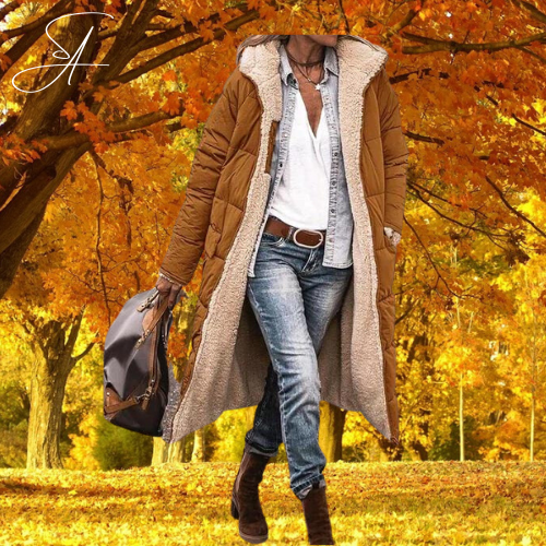 Valenzora | Reversible Long Sherpa Puffer Coat: