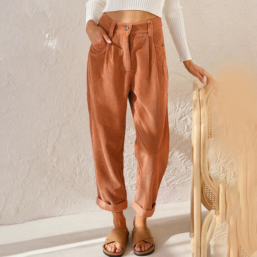 Valenzora | Elegant high-waisted corduroy trousers