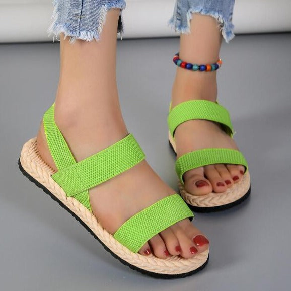 Valenzora | Flat Sandals with Elastic Straps, Summer Shoes, Women's Sandals