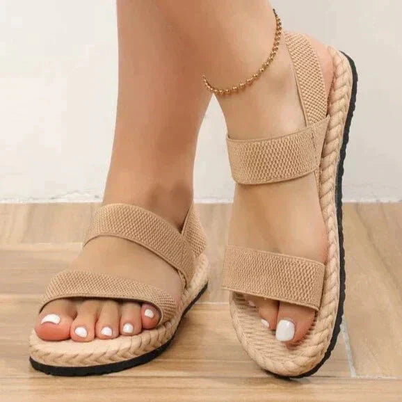 Valenzora | Flat Sandals with Elastic Straps, Summer Shoes, Women's Sandals