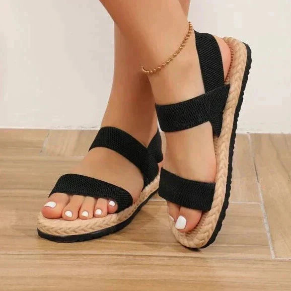 Valenzora | Flat Sandals with Elastic Straps, Summer Shoes, Women's Sandals