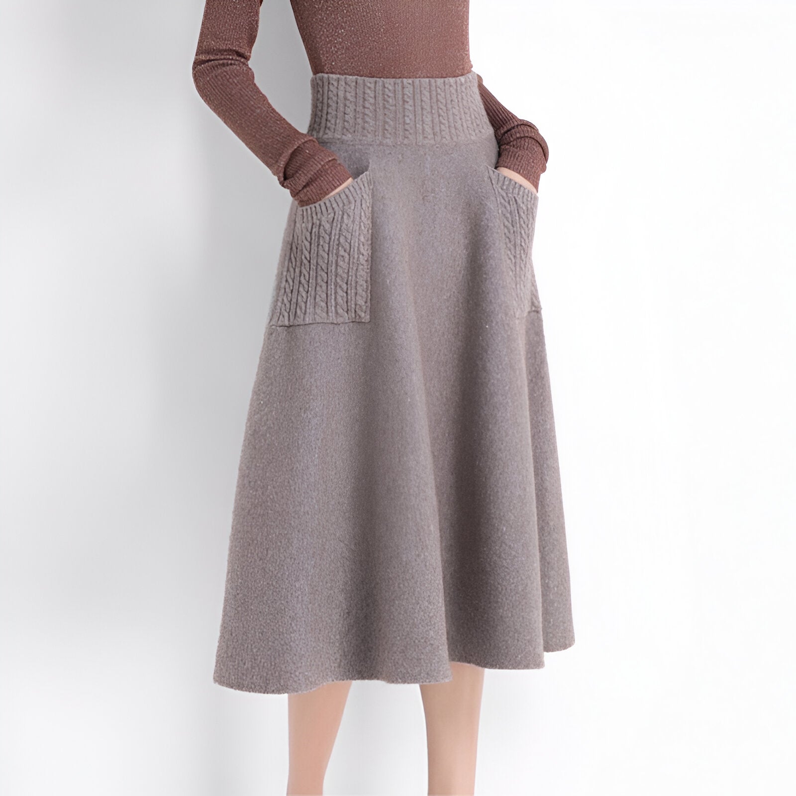 Valenzora | Comfortable camel-colored midi skirt