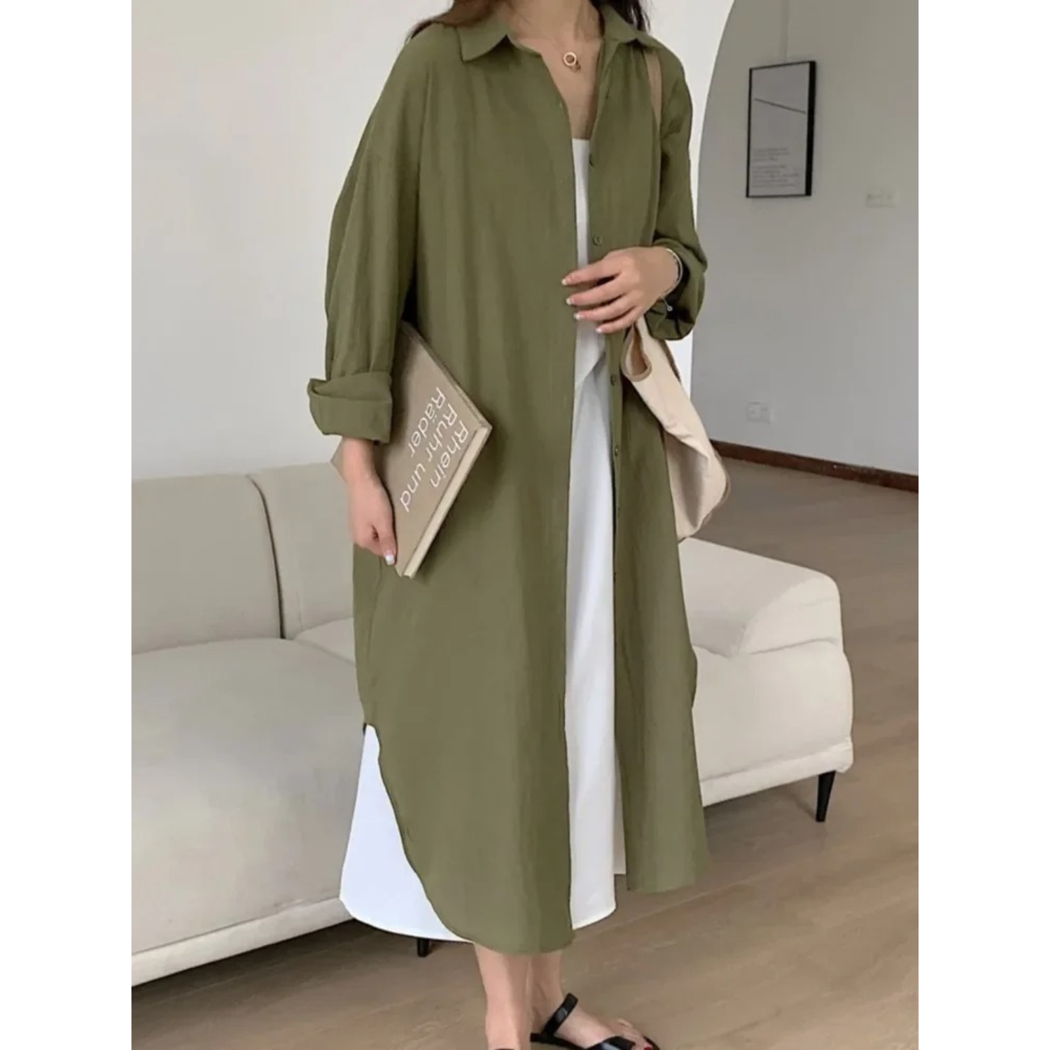 Valenzora | Long-sleeved linen dress, women's clothing