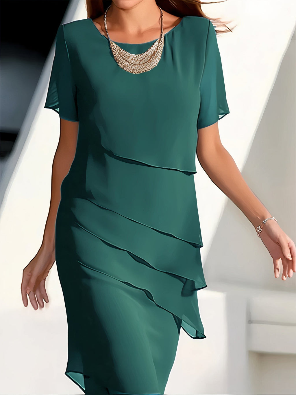 Valenzora | Elegantes Plisseekleid aus Chiffon