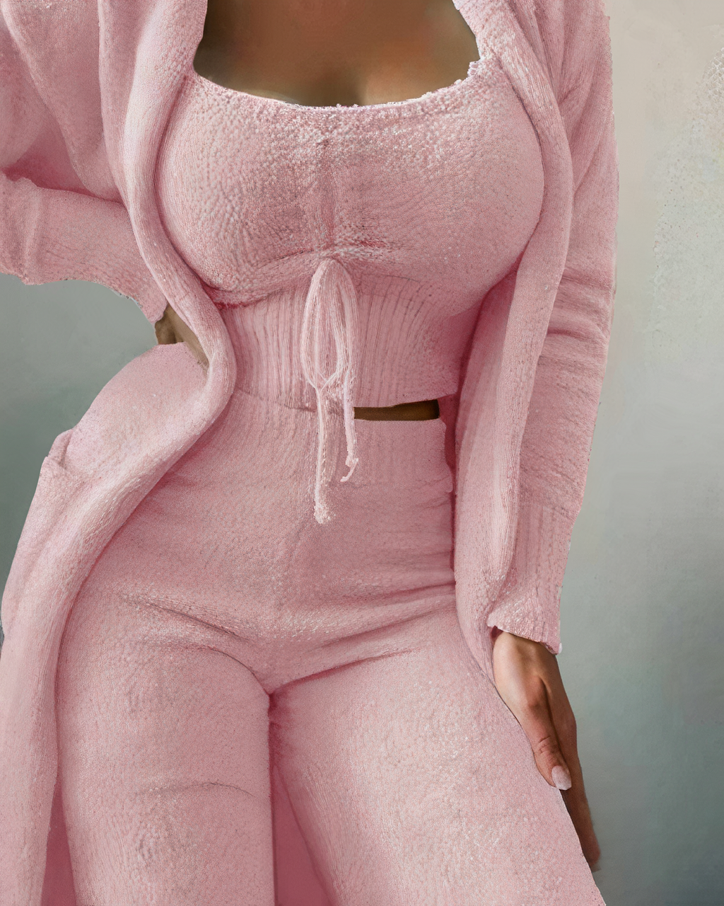 Valenzora | 3-piece fleece lounge set - women's outfit with top and trousers for home
