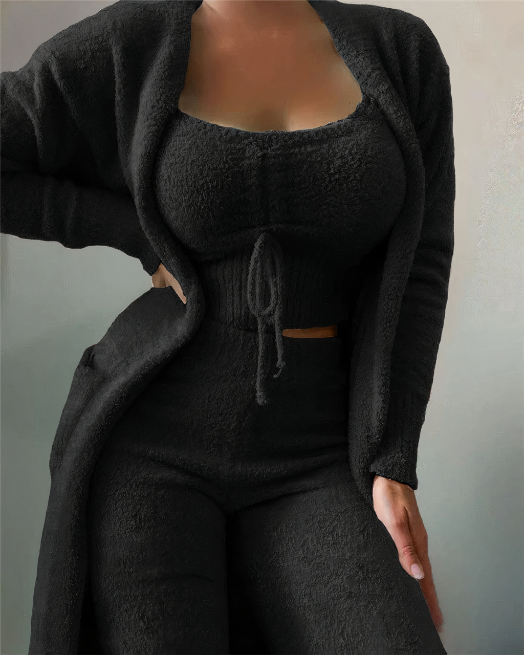 Valenzora | 3-piece fleece lounge set - women's outfit with top and trousers for home