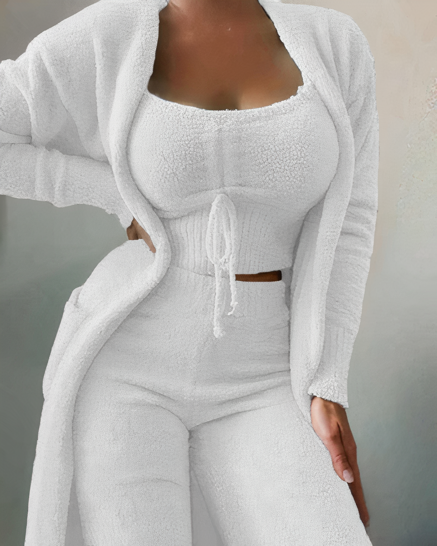 Valenzora | 3-piece fleece lounge set - women's outfit with top and trousers for home