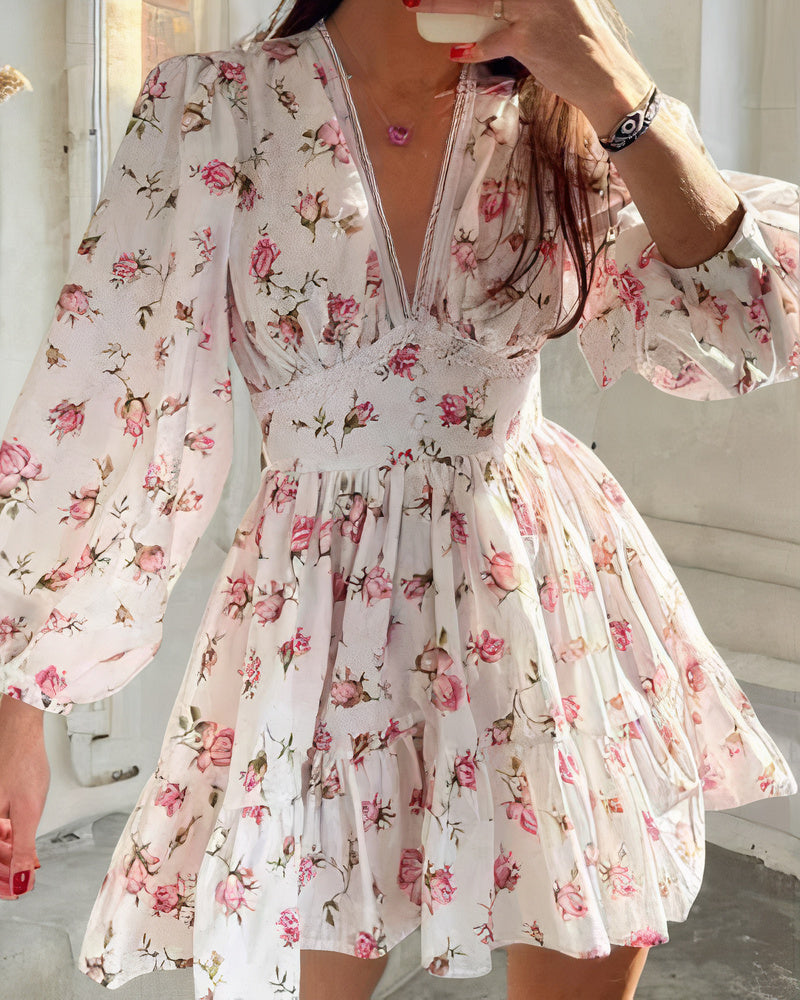 Valenzora | Blumen-Sommerkleid mit langen Ärmeln für Damen