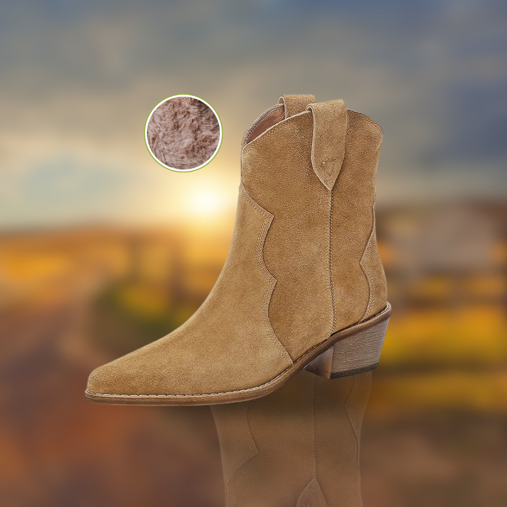 Valenzora | Cowhide Leather Women's Suede Women's Boots with Heel