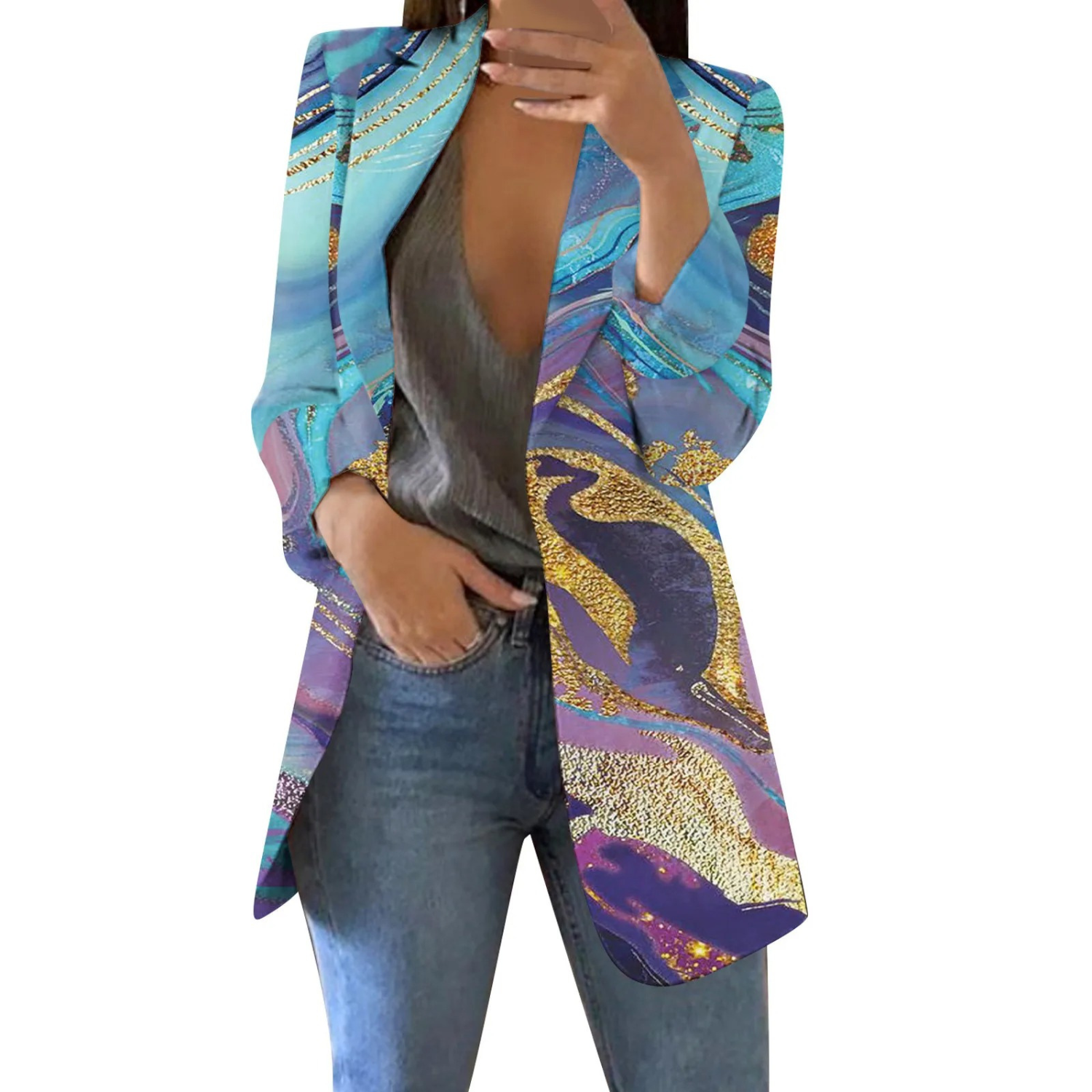 Valenzora | Patch Damenblazer im Aquarellstil