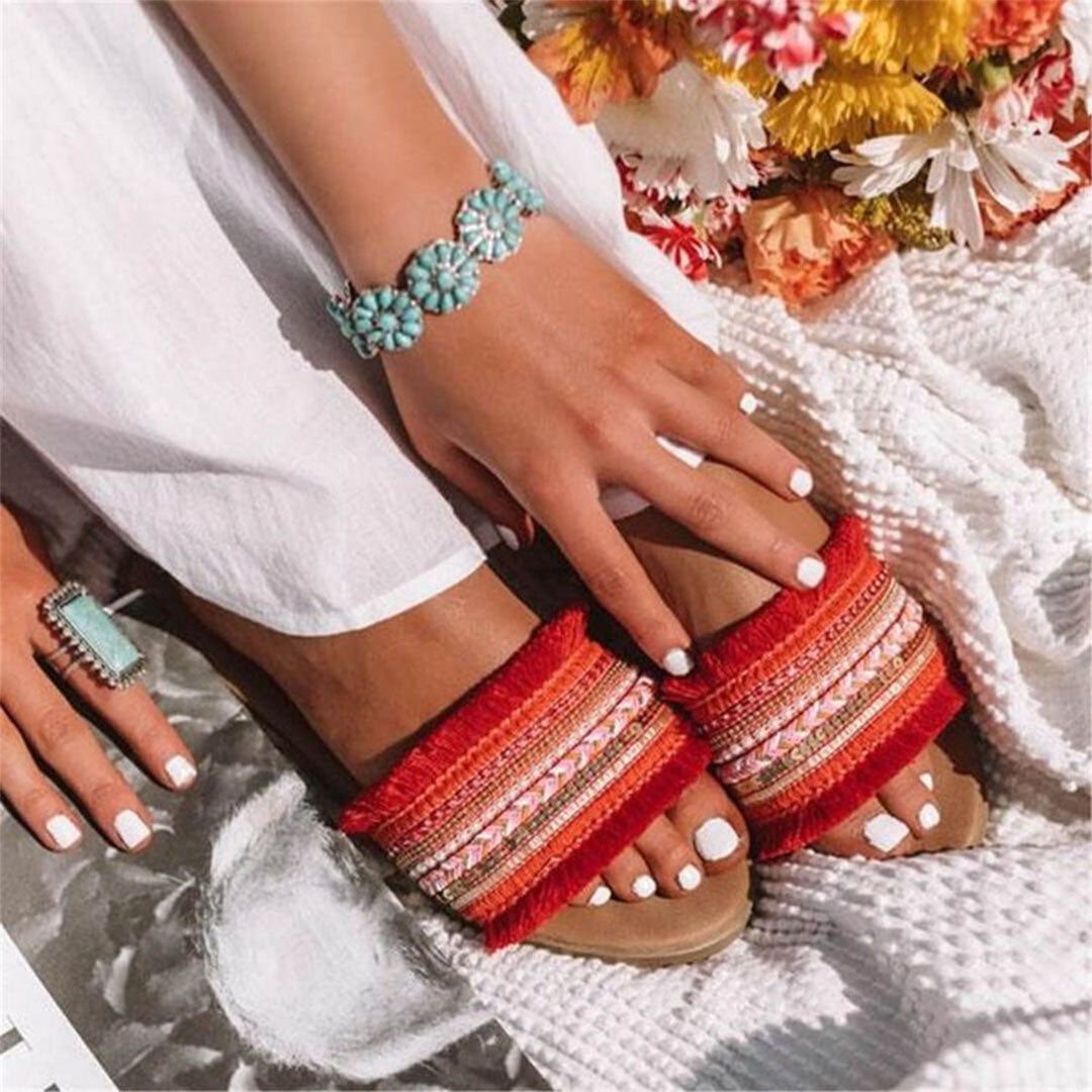 Valenzora | Mules, Boho style, flat, sandals, summer shoes
