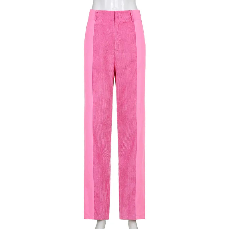 Valenzora | Ribbed High-Waisted Trousers