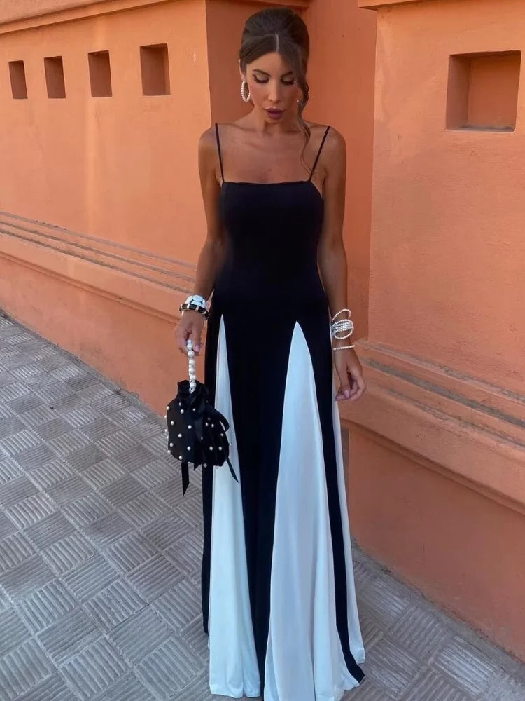 Valenzora Kleid – Schwarz-weißer Split – Polyester – Sommer