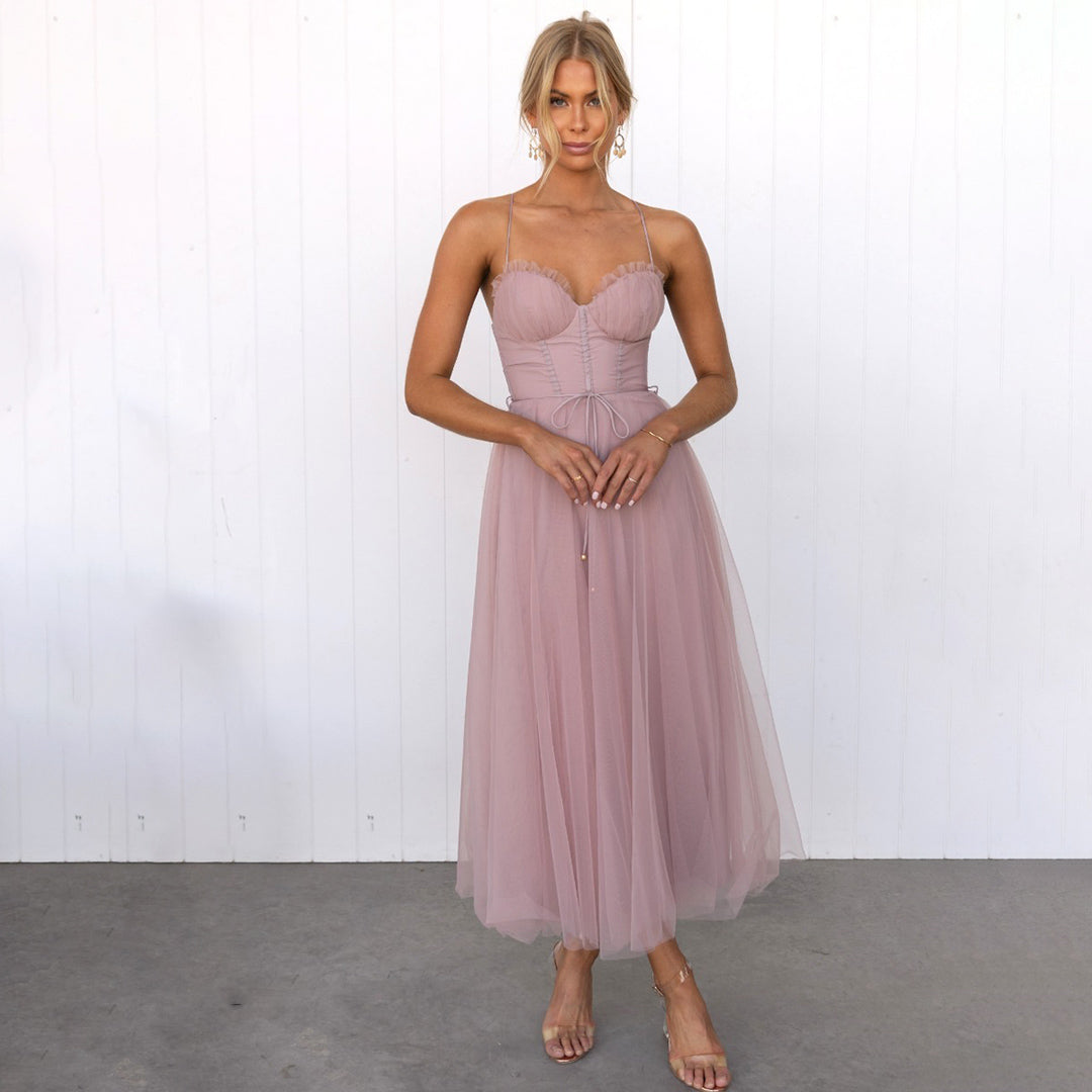 Valenzora | Luxuriöses ärmelloses Midikleid mit Spaghettiträgern