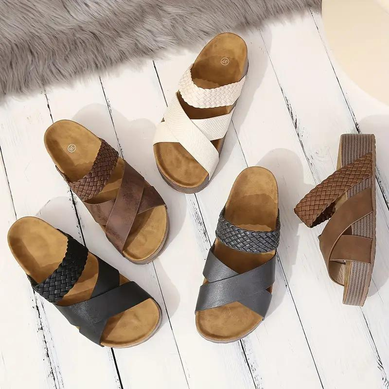 Valenzora | Slip-on slippers with cross straps, summer shoes for women, sandals