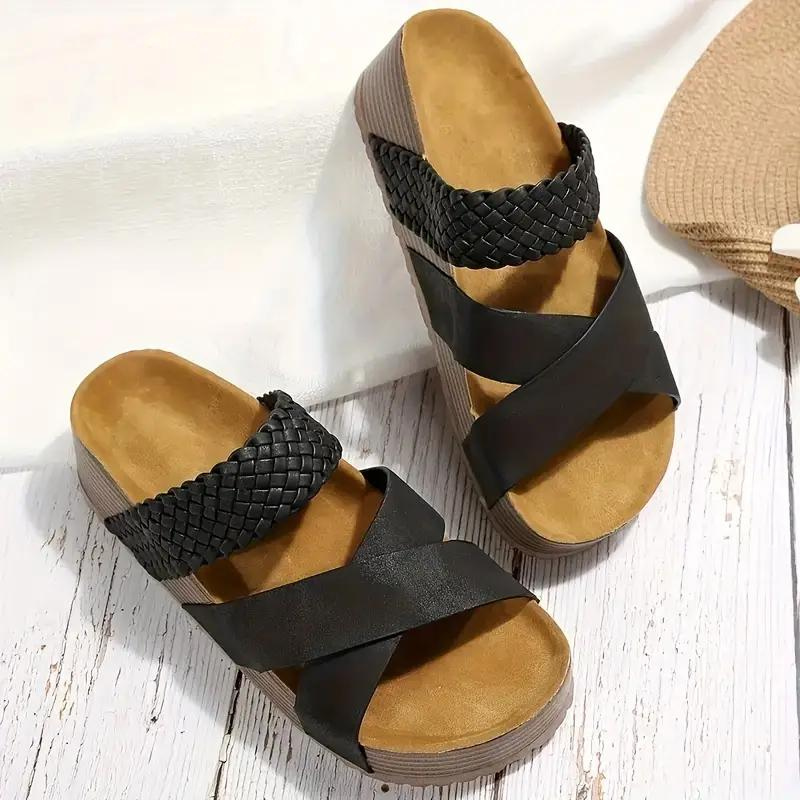 Valenzora | Slip-on slippers with cross straps, summer shoes for women, sandals