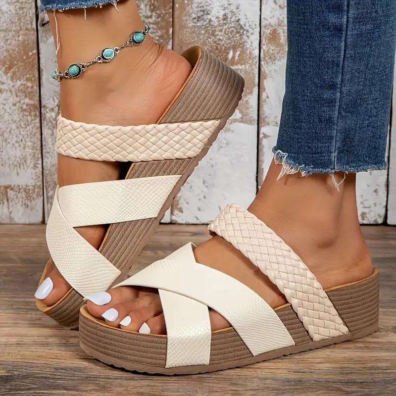 Valenzora | Slip-on slippers with cross straps, summer shoes for women, sandals