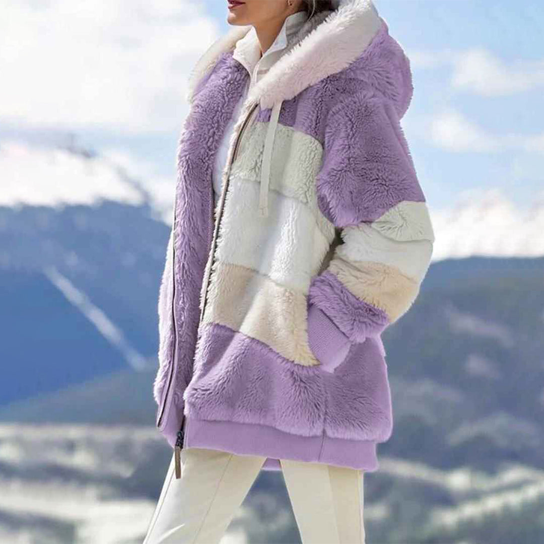 Valenzora | Warm oversized women's jacket with hood, long sleeves, for cold days