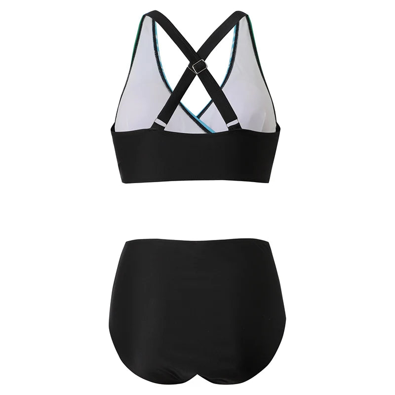 Valenzora - High-waisted push-up halter bikini set for women