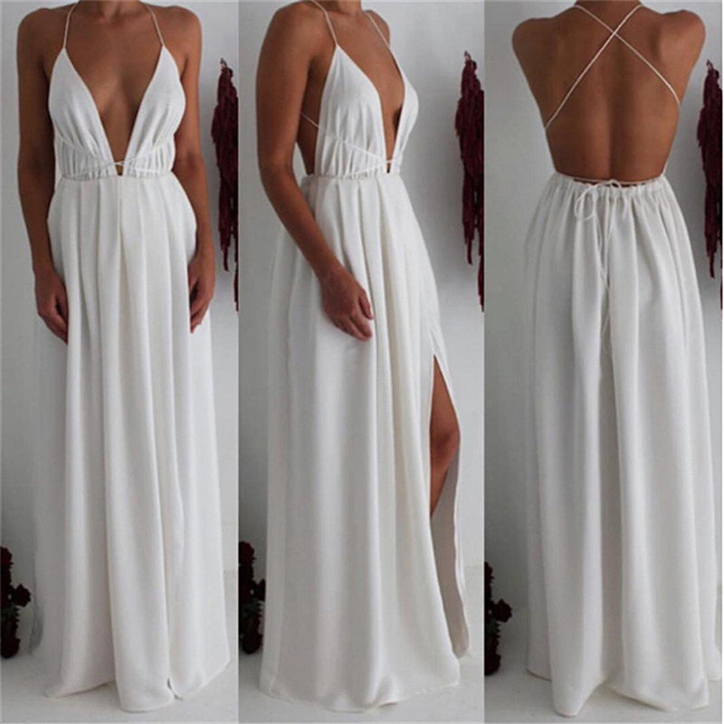 Valenzora | Boho dress white with back cutout