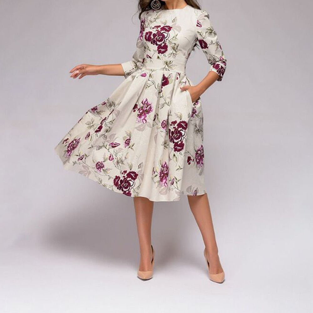 Valenzora - Retrozo elegant, mid-length dress