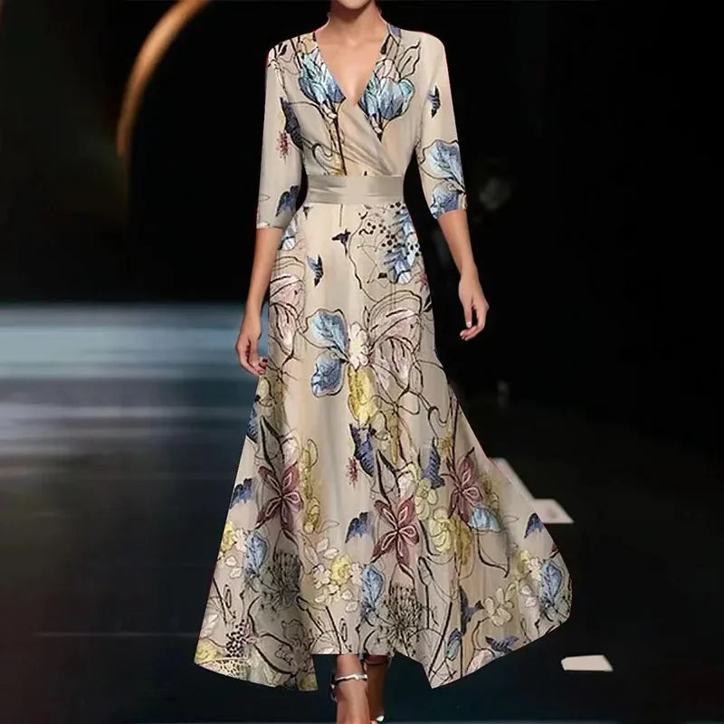 Valenzora | Wrap Maxi Dress with a bold floral pattern for women