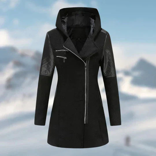 Valenzora | Stylish winter coat with hood and long zipper for women