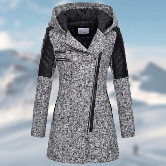 Valenzora | Stylish winter coat with hood and long zipper for women
