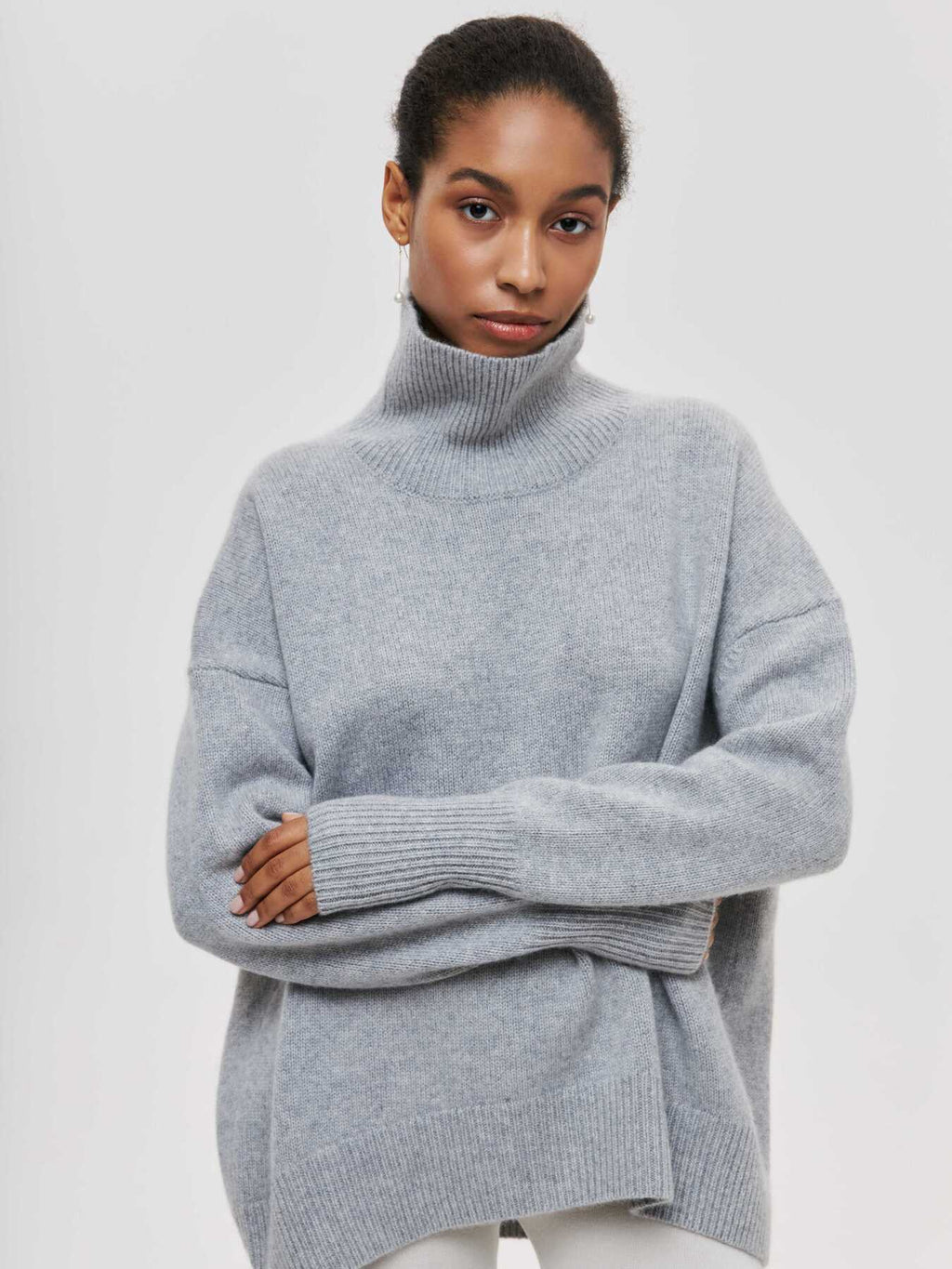 Valenzora | Oversized Strickpullover mit hohem Kragen Damenstrick