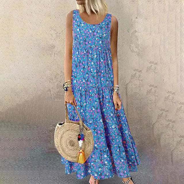 Valenzora | Ärmellose elegante Sommerkleider für Damen mit Blumenmuster