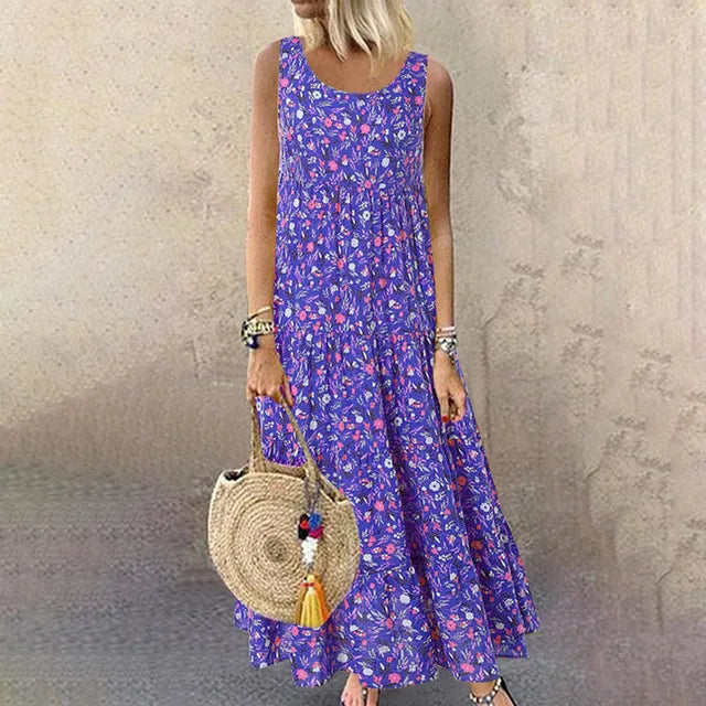 Valenzora | Ärmellose elegante Sommerkleider für Damen mit Blumenmuster