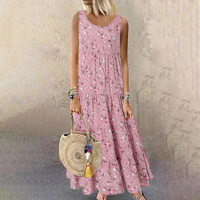 Valenzora | Ärmellose elegante Sommerkleider für Damen mit Blumenmuster
