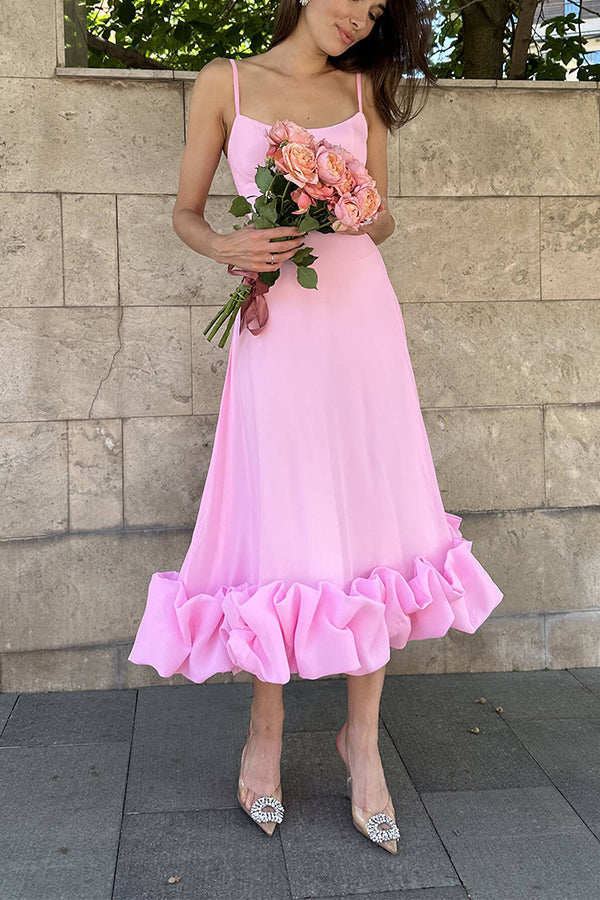Valenzora | Strapless midi dress with ruffles for midnight ballets