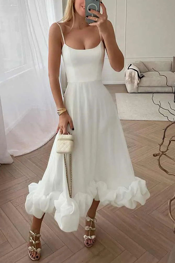 Valenzora | Strapless midi dress with ruffles for midnight ballets
