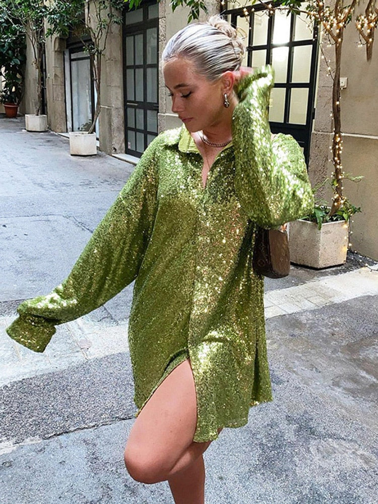 Valenzora - Extra-large glitter shirt for women