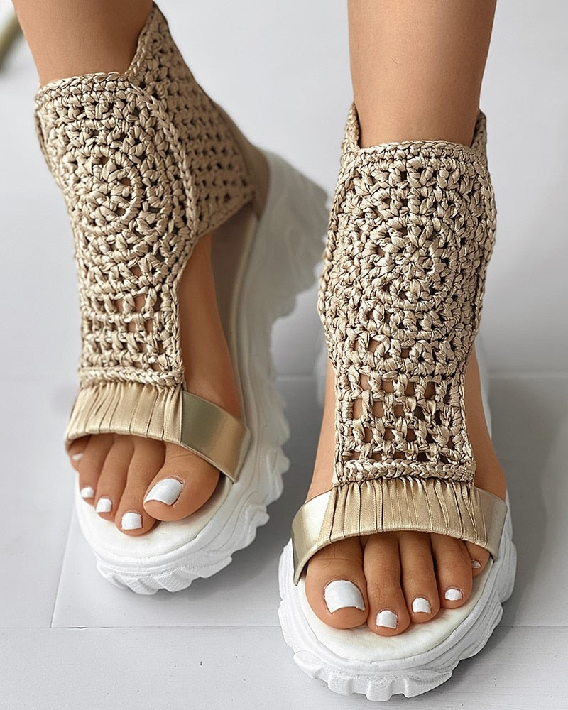 Valenzora Braided Geometry Sandals | Women's Summer Wedge Sandals