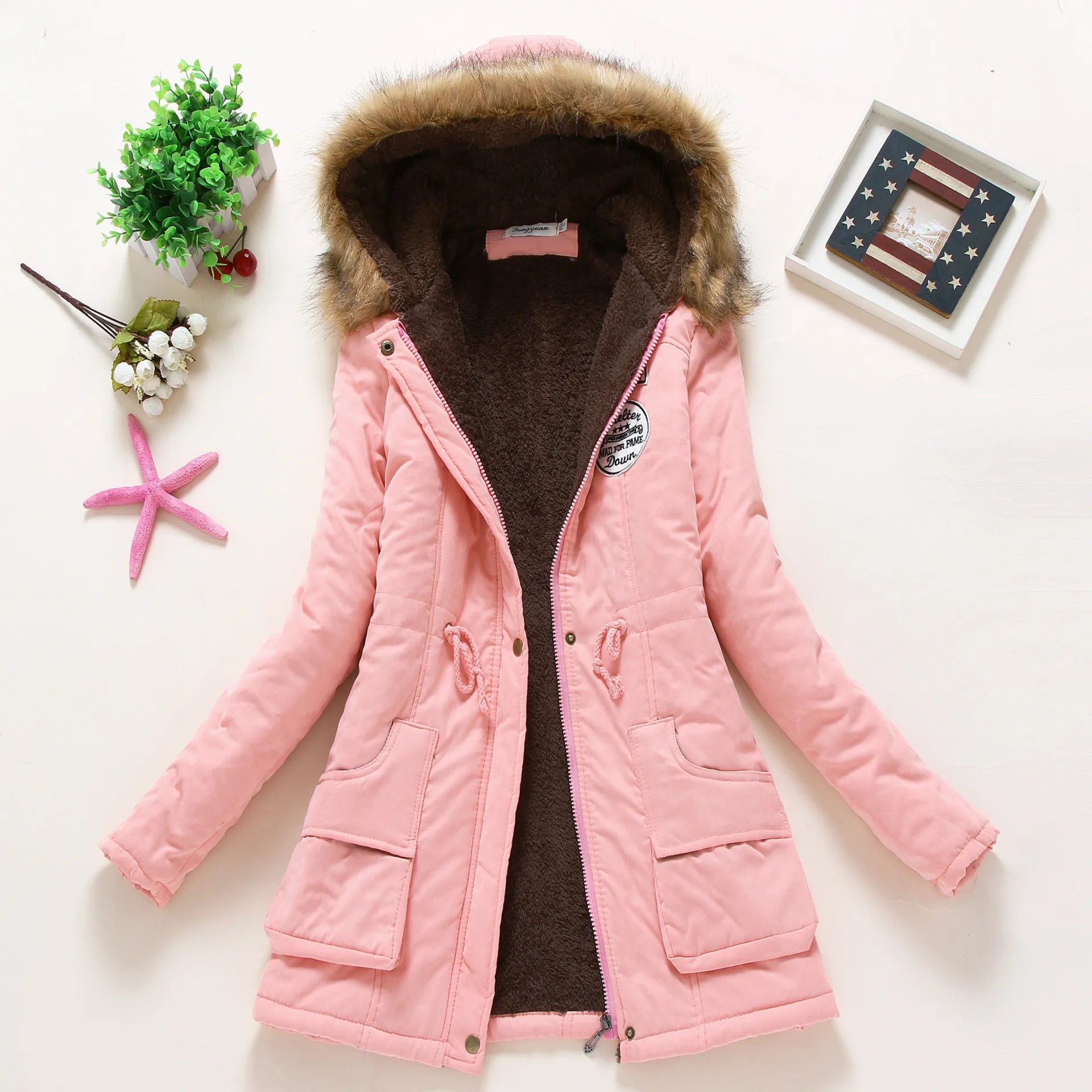 Valenzora | Fashionable winter jacket with faux fur trim